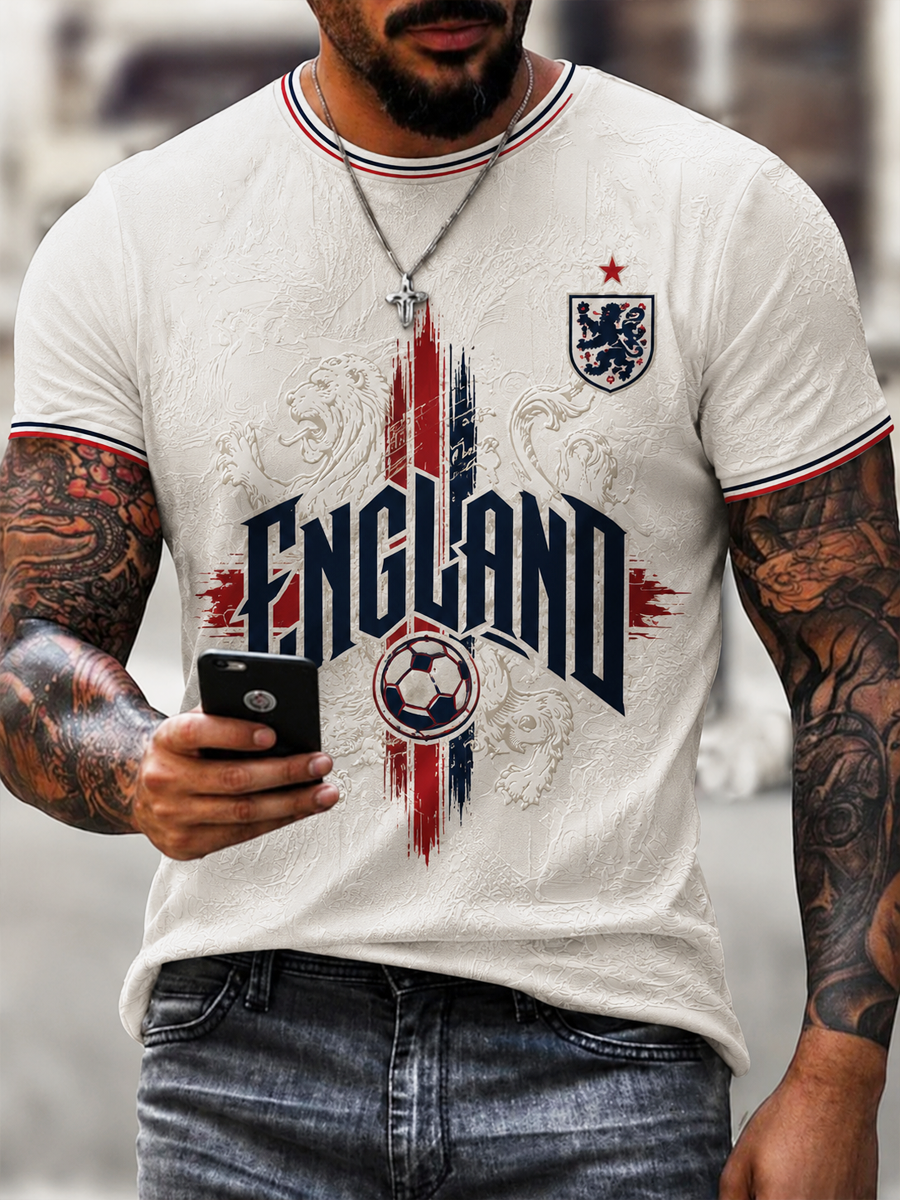 Men's UK Football Lover England Printed short sleeves t-shirt