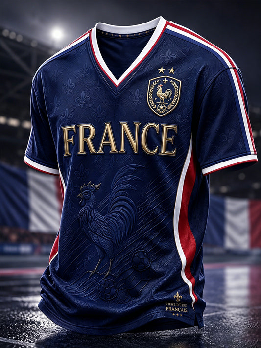 Men's France Football V-neck T-shirt