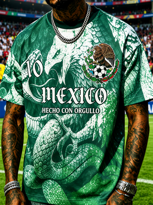 Men's Mexico Football Lover Art Printed short sleeves t-shirt