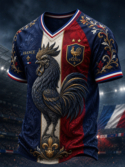 Men's France Football V-neck T-shirt