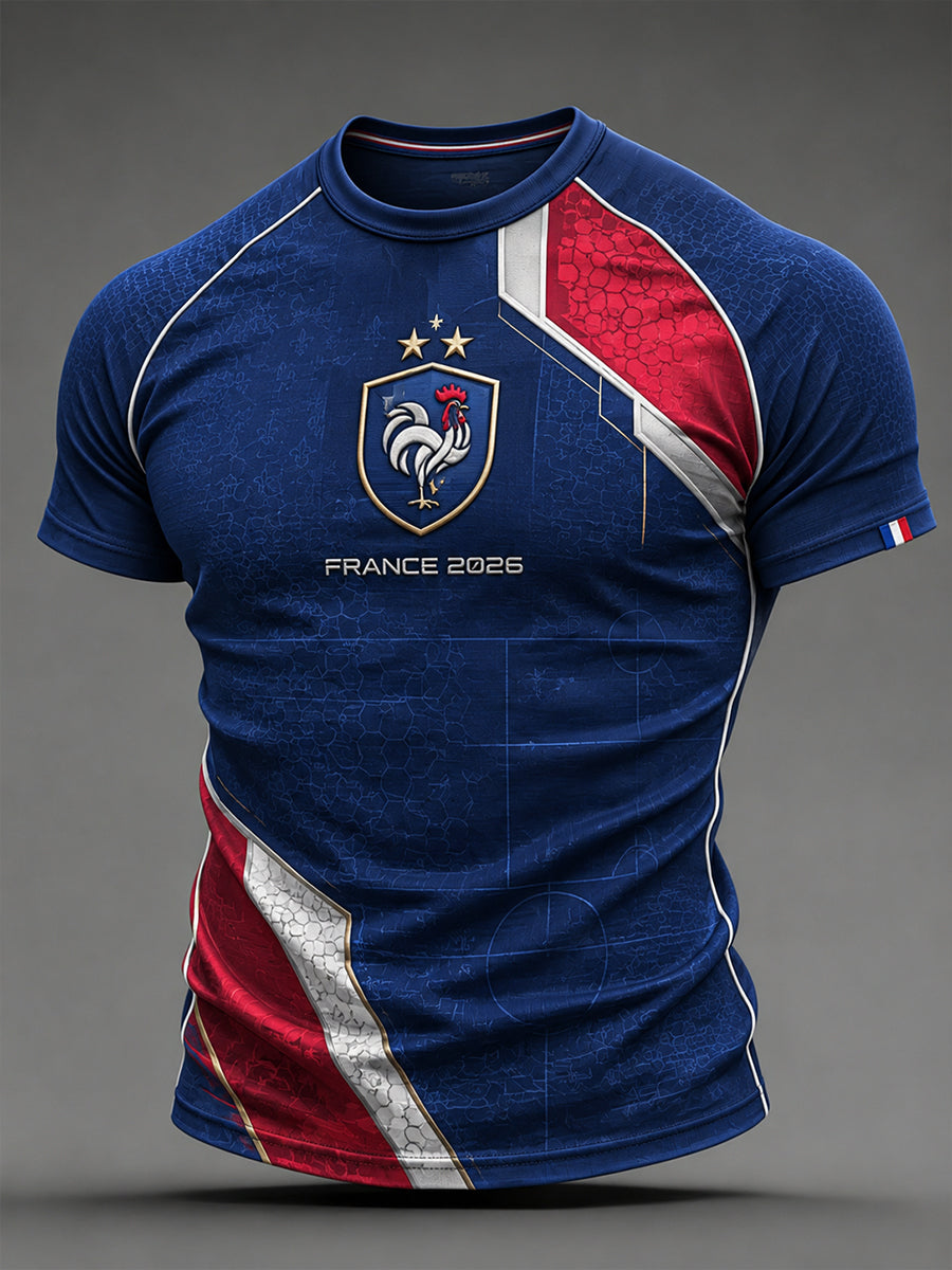 Men's French Football Short Sleeve T-Shirt