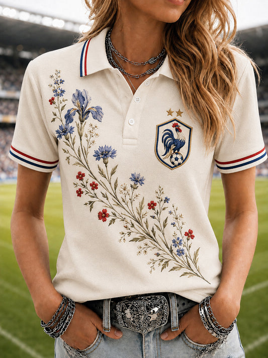 Women's France Football Inspired Floral Shirt