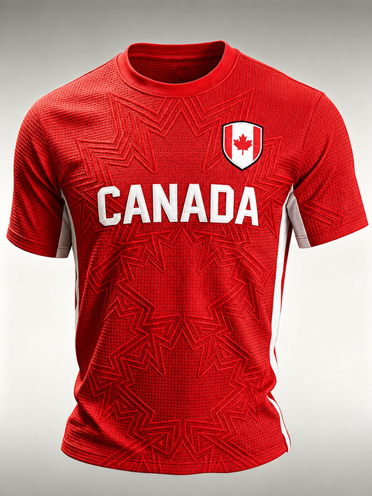 Men's Canada Print Casual Waffle Tee