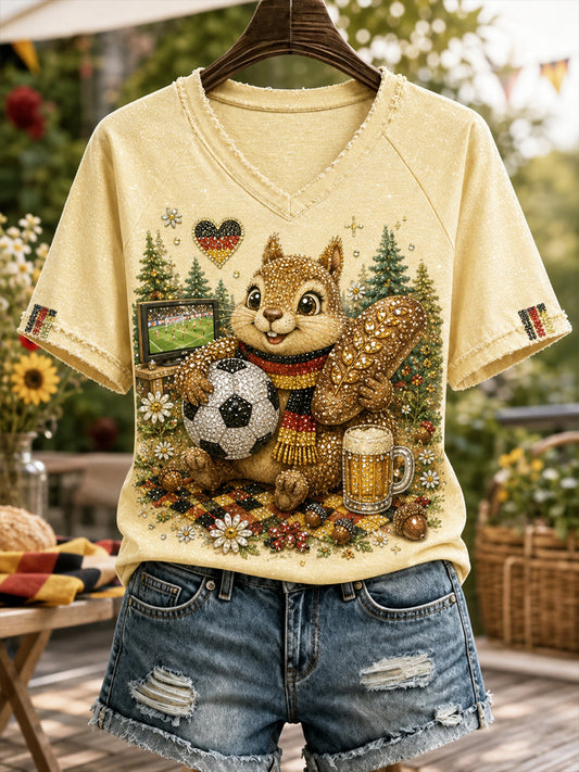 Men's Germany Football V-Neck Off-Shoulder Short-Sleeved T-Shirt