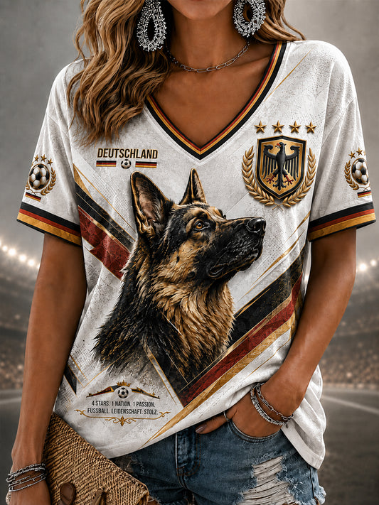 Women's Germany Football  V-Neck T-Shirt