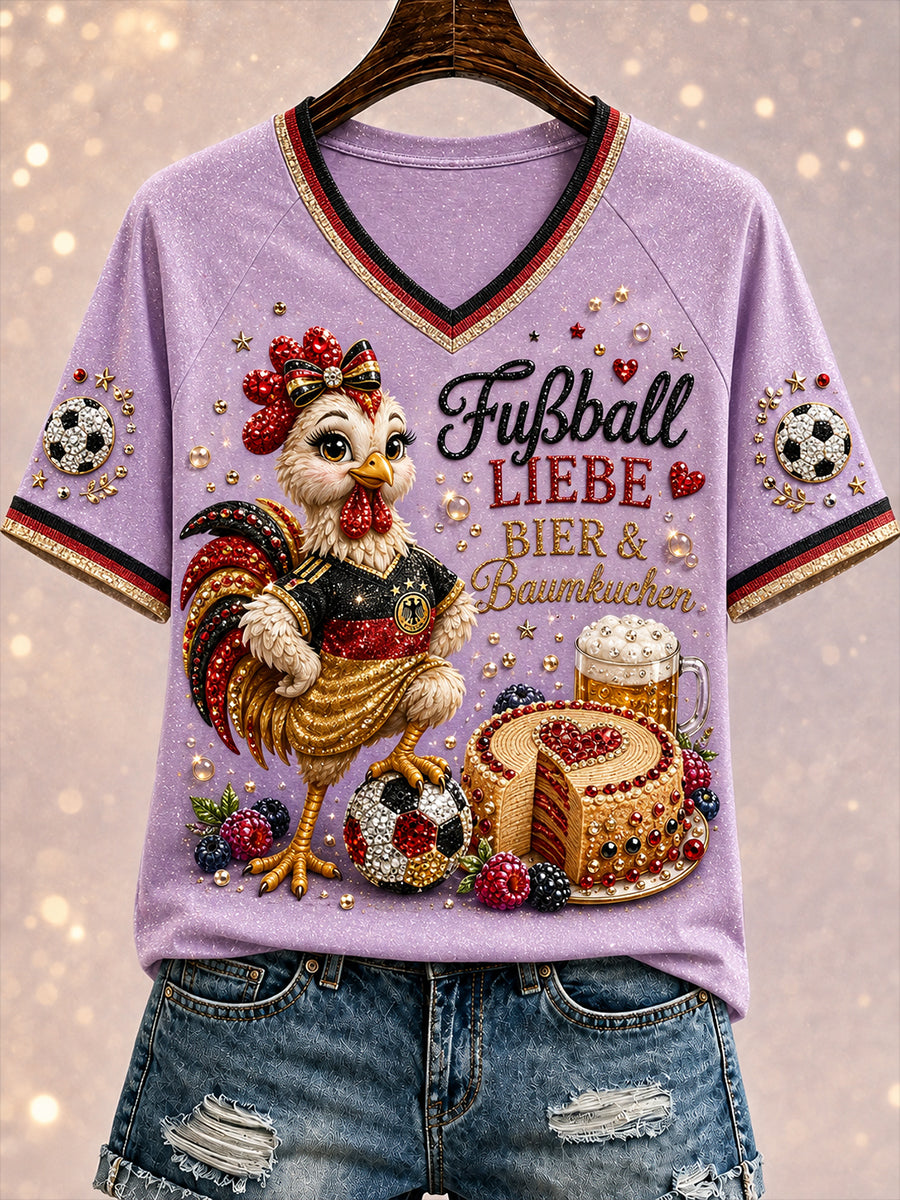 Men's Germany Football V-Neck Off-Shoulder Short-Sleeved T-Shirt