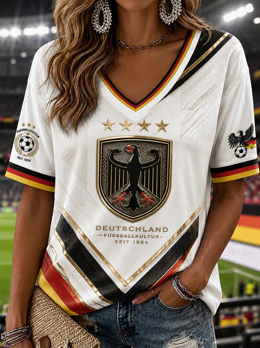 Women's Germany Football V-Neck T-Shirt