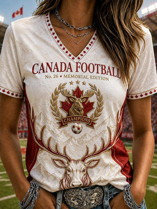 Women's Canada Football V-Neck T-Shirt