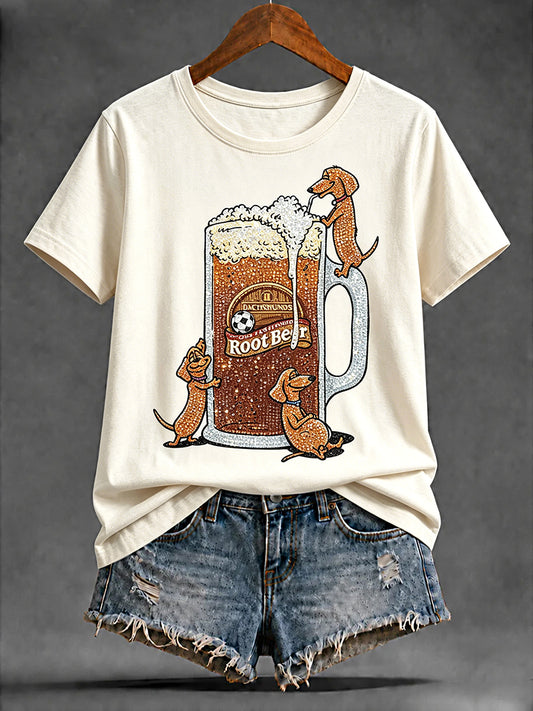Women’s German Beer Football-Print Casual T-shirt