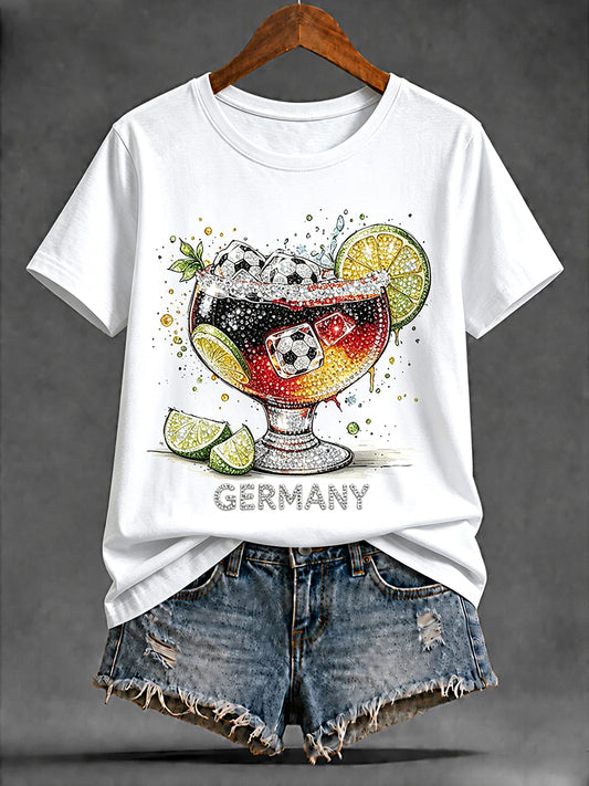 Women’s German Flag Football Print Casual T-shirt