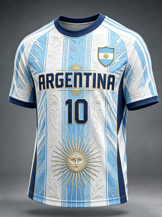 Men's Argentina Football Inspired Print Comfy Short Sleeves T-shirt