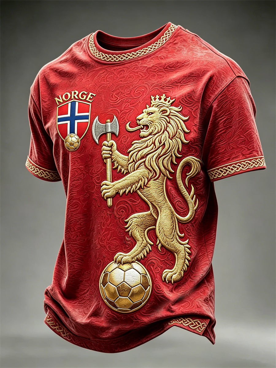 Men's Norway Football Lion Viking Celtic Knot Print short sleeves t-shirt
