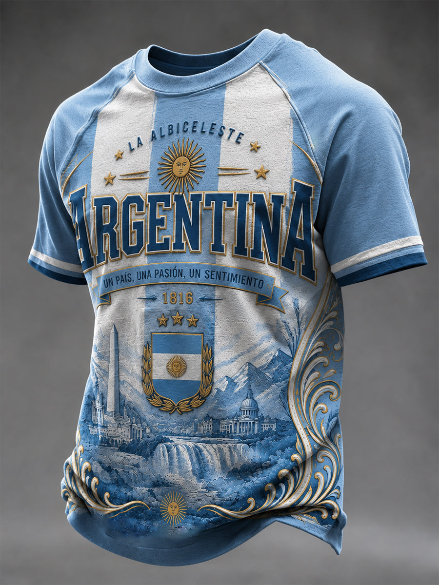 Men's Argentina Football Printed Casual short sleeves t-shirt