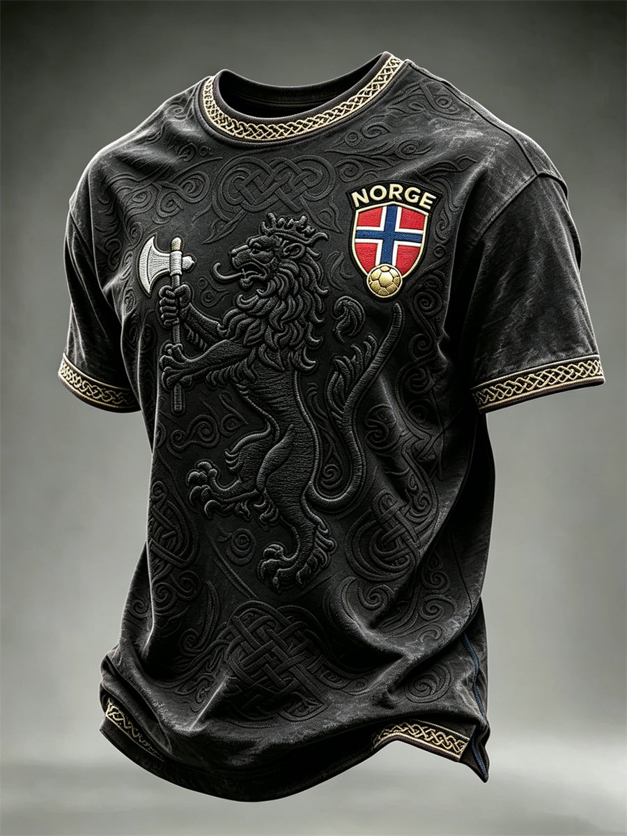 Men's Norway Football Lion Viking Celtic Knot Print short sleeves t-shirt