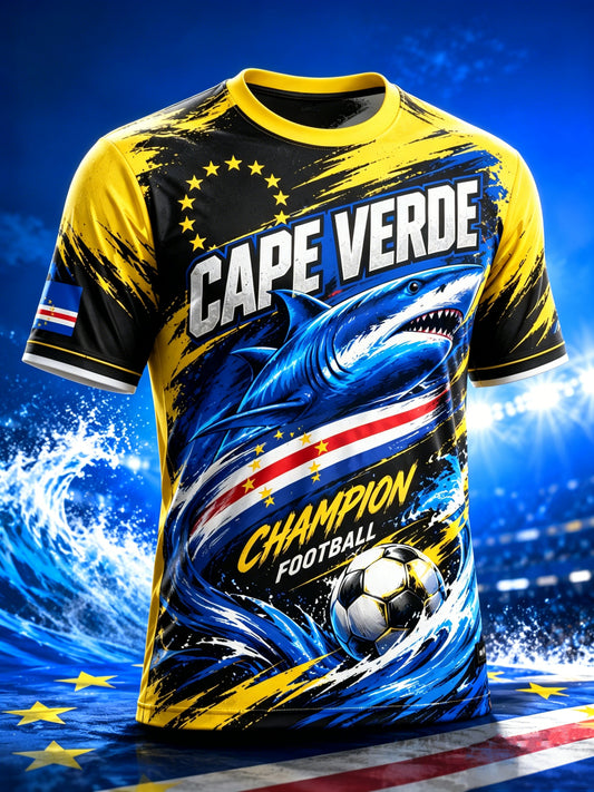 Men's Cape Verde Football Match Cheerleading Art Print T-Shirt