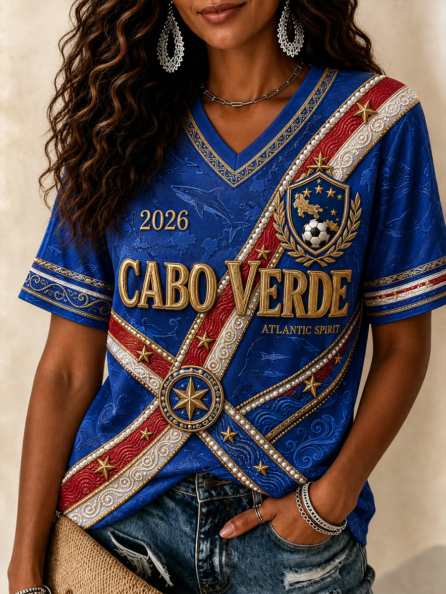 Women's Cape Verde Football V-Neck T-Shirt