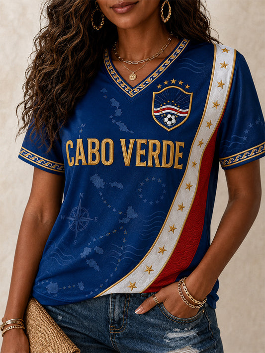 Women's Gift For Football Fans Print Casual V-Neck Tee