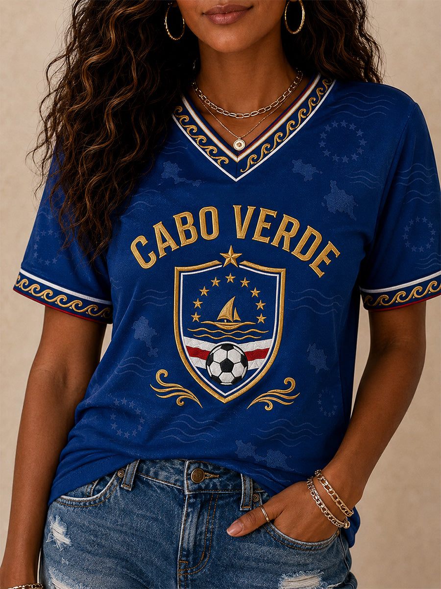 Women's Gift For Football Fans Print Casual V-Neck Tee