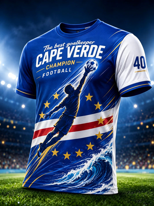 Men's Cape Verde Football Match Cheerleading Art Print T-Shirt