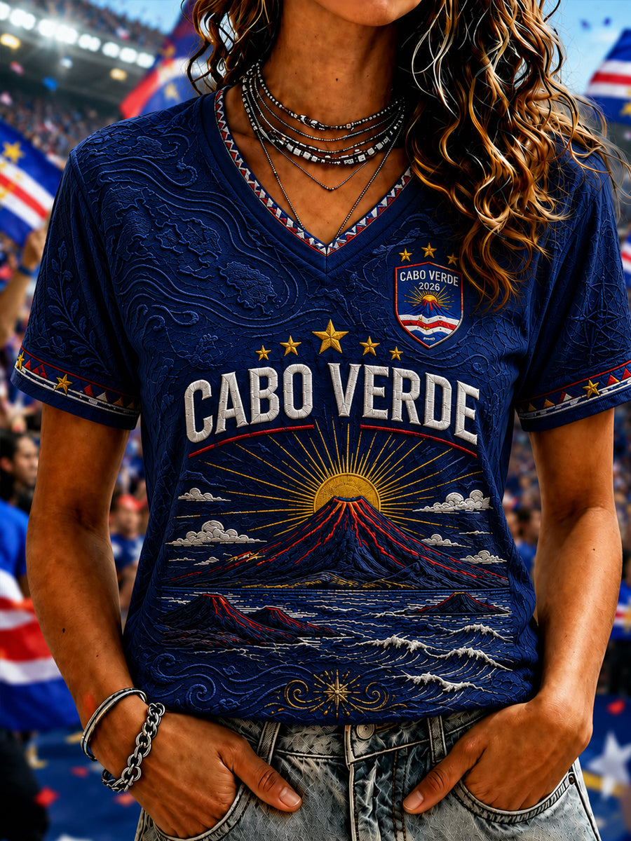 Women's Gift For Football Fans Print Casual Short Sleeve V-Neck T-shirt