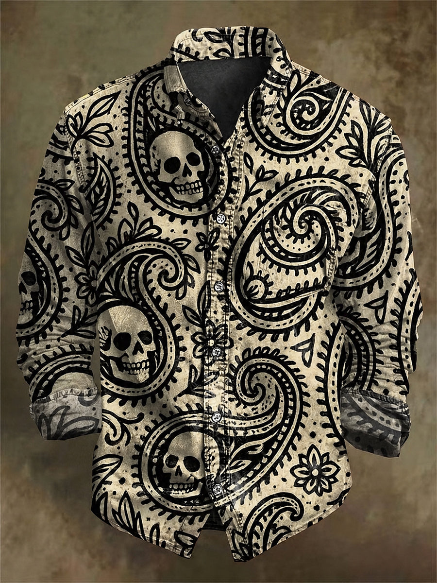 Retro Dark Punk Art Print Casual Shirt