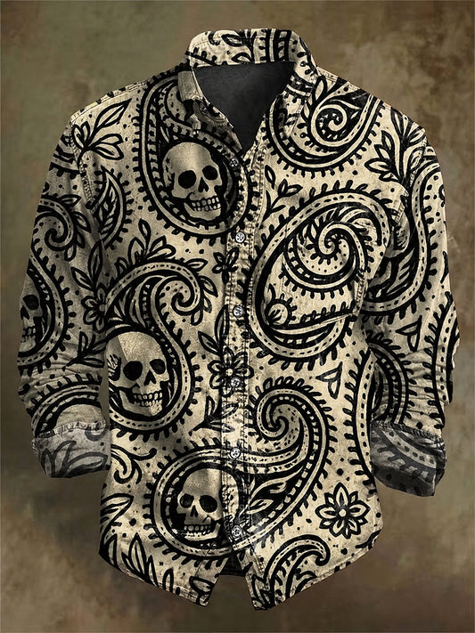 Retro Dark Punk Art Print Casual Shirt