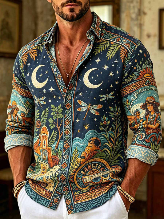 Men's Vintage Hippie Pattern Print Shirt