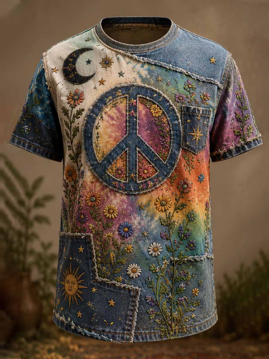Men's Vintage Hippie Pattern Print T-Shirt