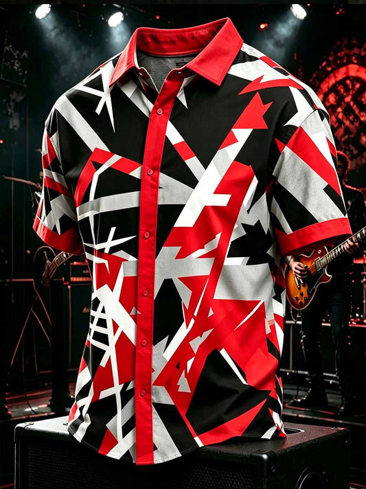 Men's Vintage Van Halen Print Casual Shirt