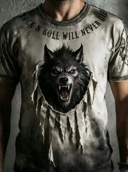 Retro Dark Punk Art Print Casual T-Shirt