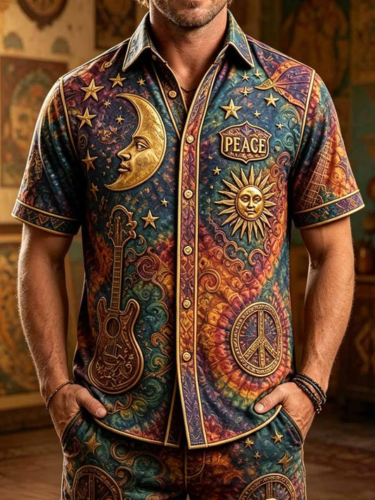 Men's Vintage Hippie Pattern Print Shirt