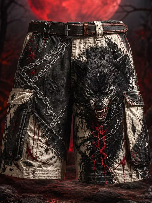 Retro Dark Punk Art Print Casual Shorts