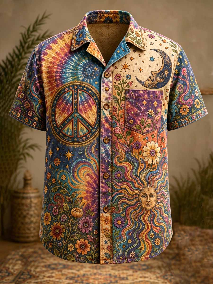 Men's Vintage Hippie Pattern Print Shirt