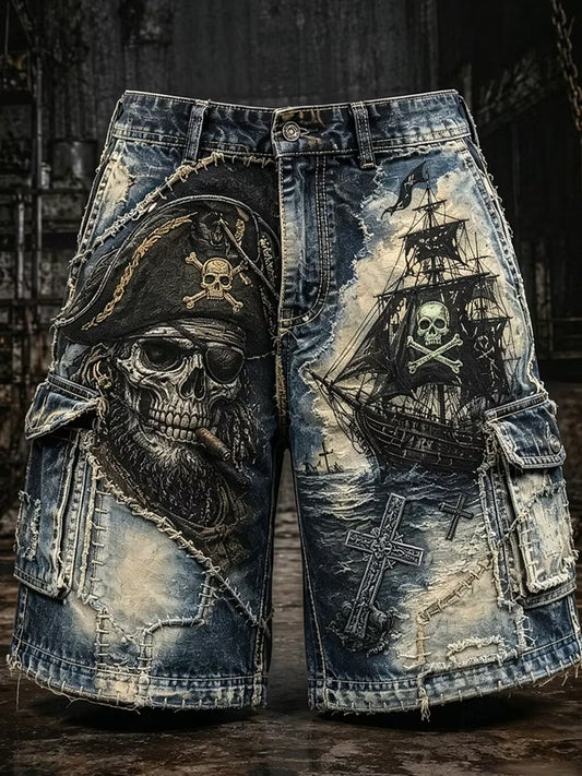 Retro Dark Punk Art Print Casual Shorts