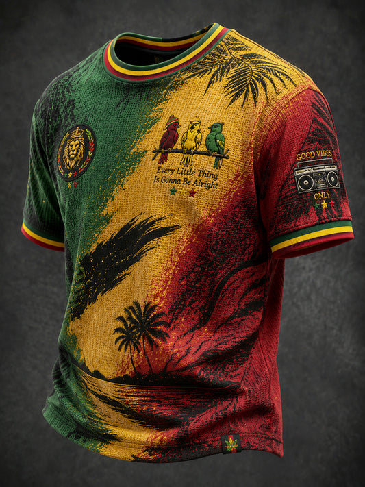 Retro Reggae Fan Abstract Waffle-Weave T-Shirt