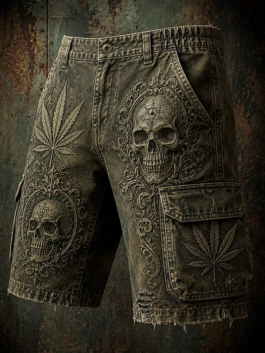 Retro Dark Punk Art Print Casual Shorts