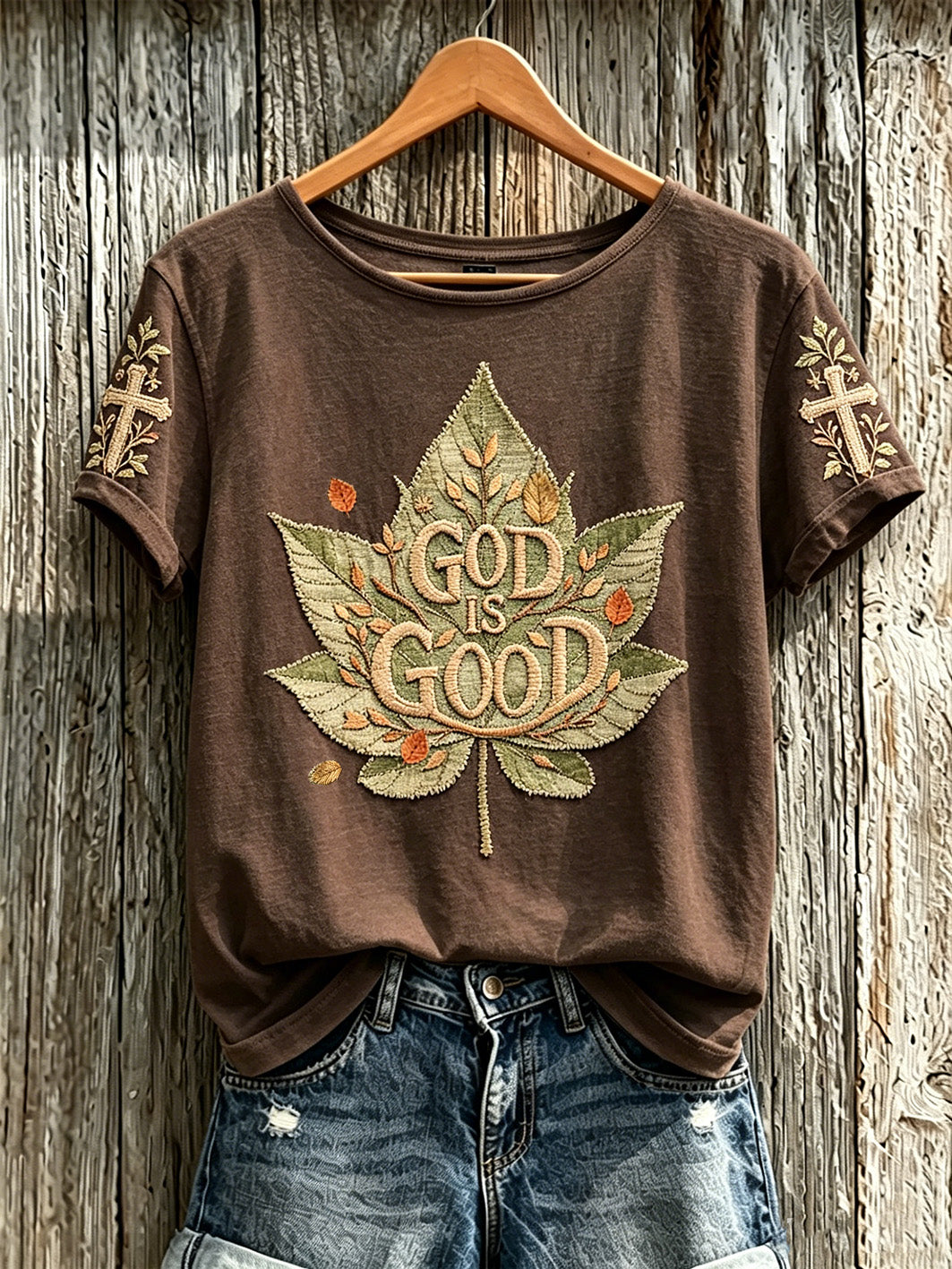 Women's Faith Pattern Printed Leisure Round Neck Short Sleeve T-shirt