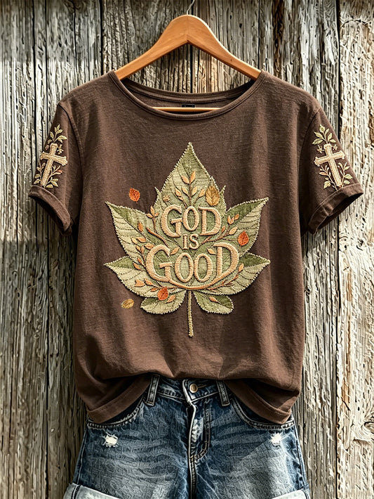 Women's Faith Pattern Printed Leisure Round Neck Short Sleeve T-shirt