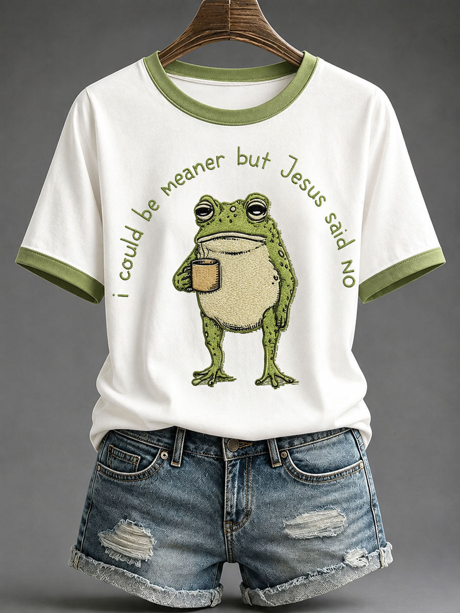 Women's 'I Could Be Meaner But Jesus Said No' Printed Casual T-Shirt