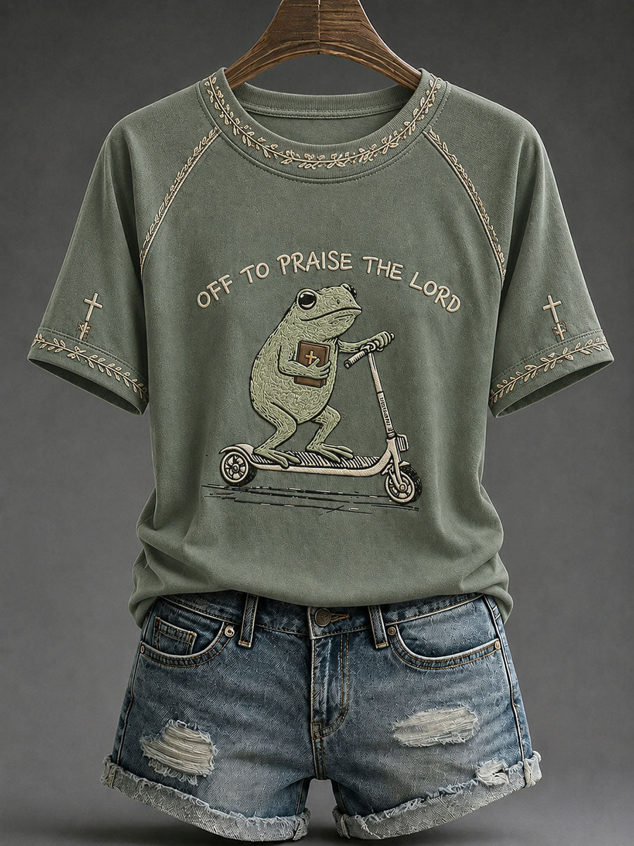 Women's 'Off To Praise The Lord' Printed Casual T-Shirt