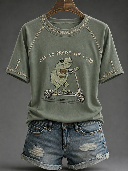 Women's 'Off To Praise The Lord' Printed Casual T-Shirt