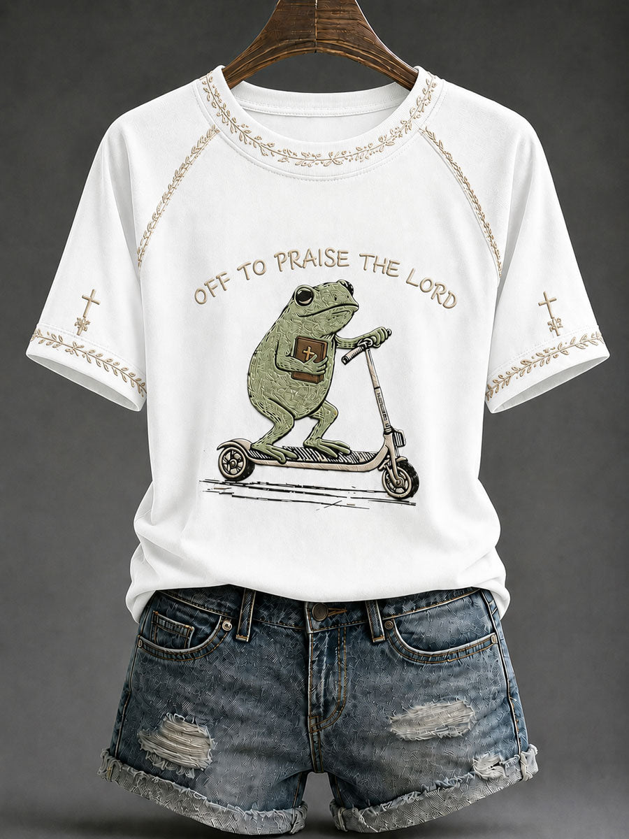 Women's 'Off To Praise The Lord' Printed Casual T-Shirt