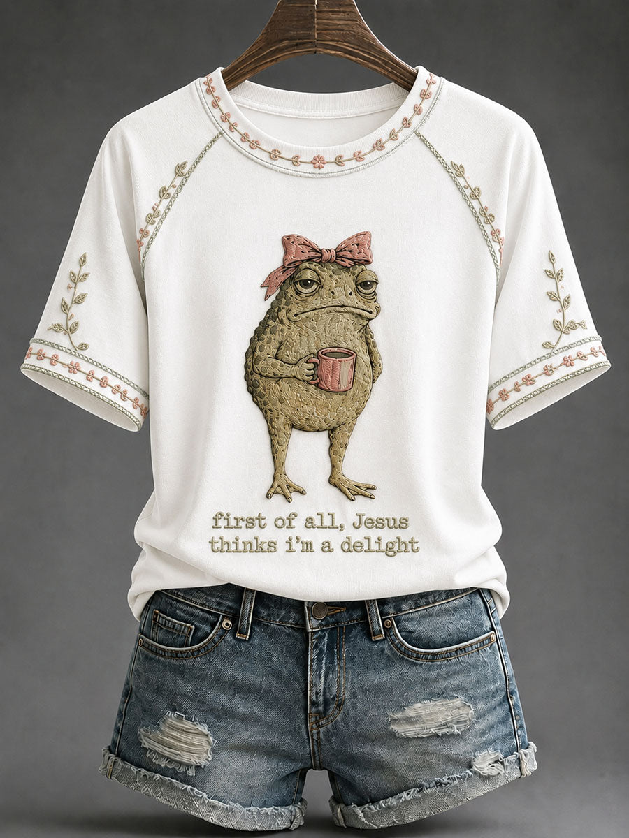Women's 'Jesus Thinks I'm A Delight' Printed Casual T-Shirt