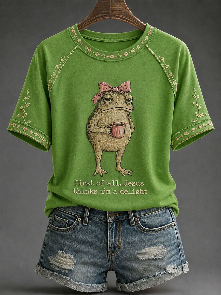 Women's 'Jesus Thinks I'm A Delight' Printed Casual T-Shirt
