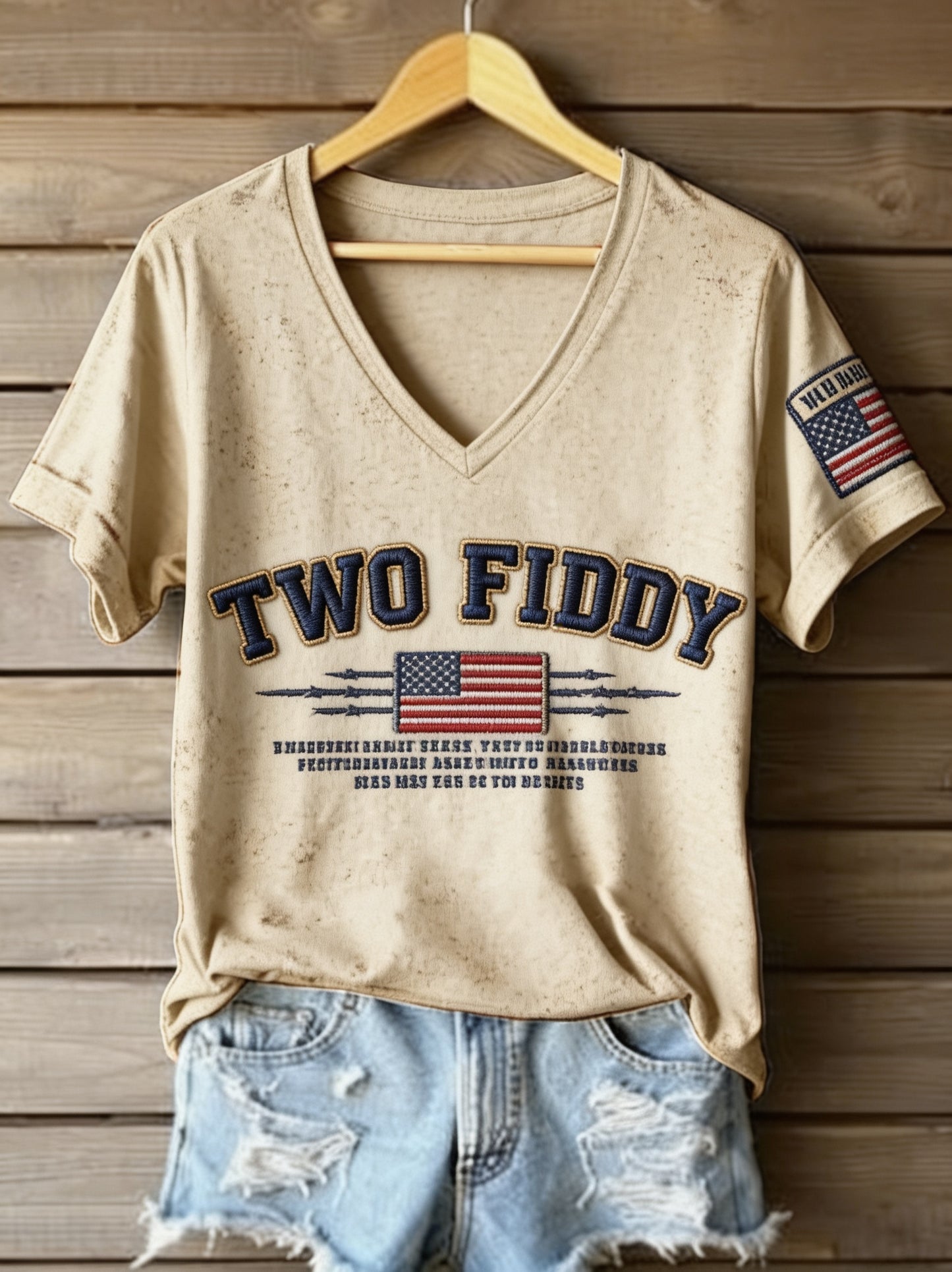 Women's Patriotic Independence Day Embroidered Casual Short-Sleeve T-Shirt