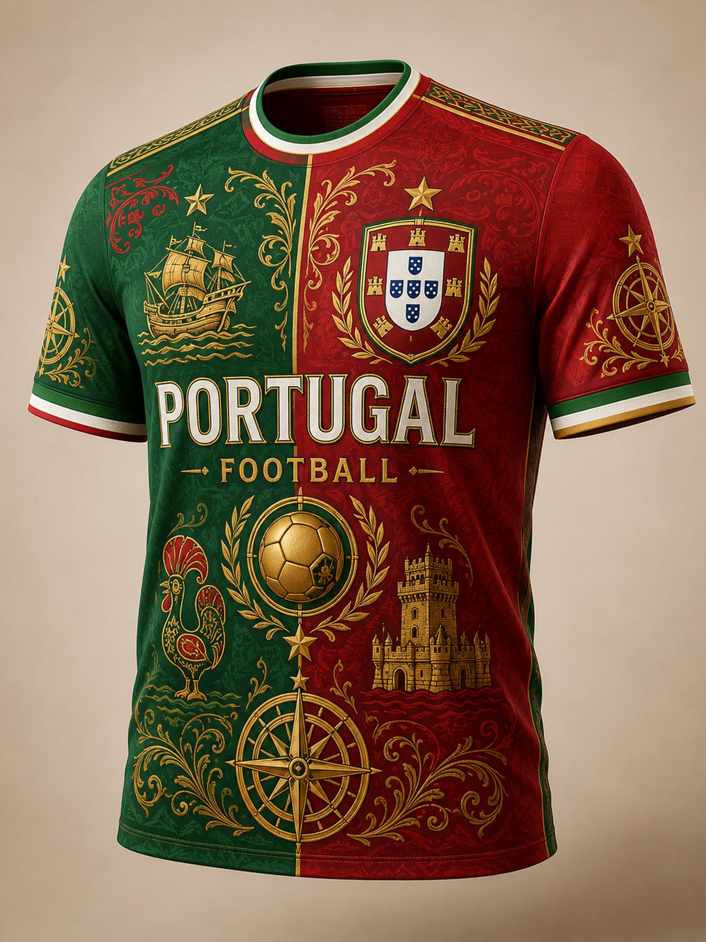 Men's Portugal Football Match Support Art Print T-Shirt