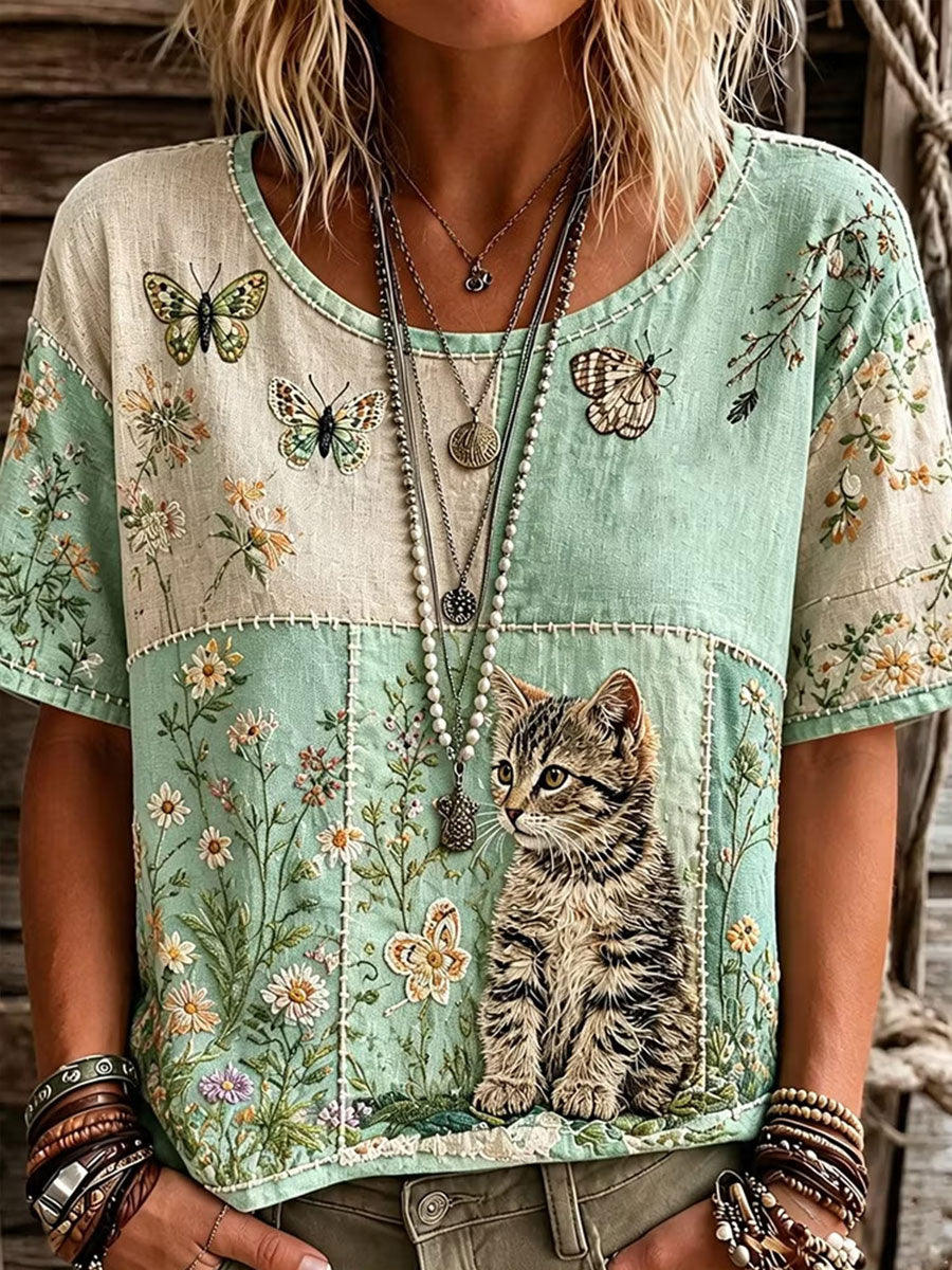 Women's Elegant Cotton-Linen Top