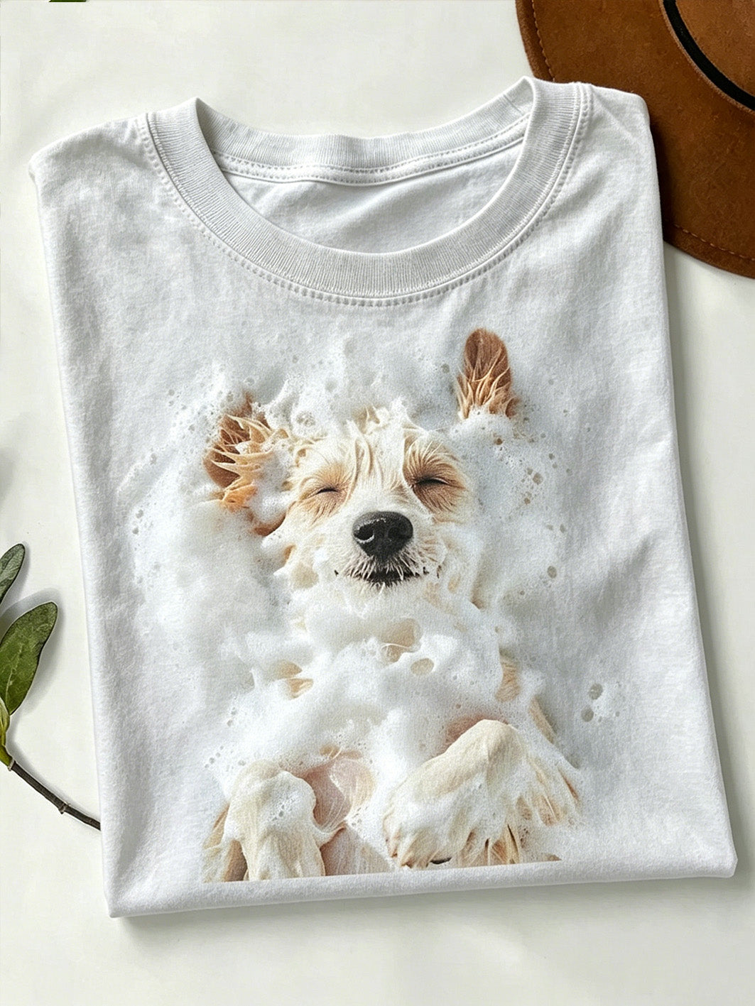 Women's cute dog pattern printed short-sleeved T-shirt