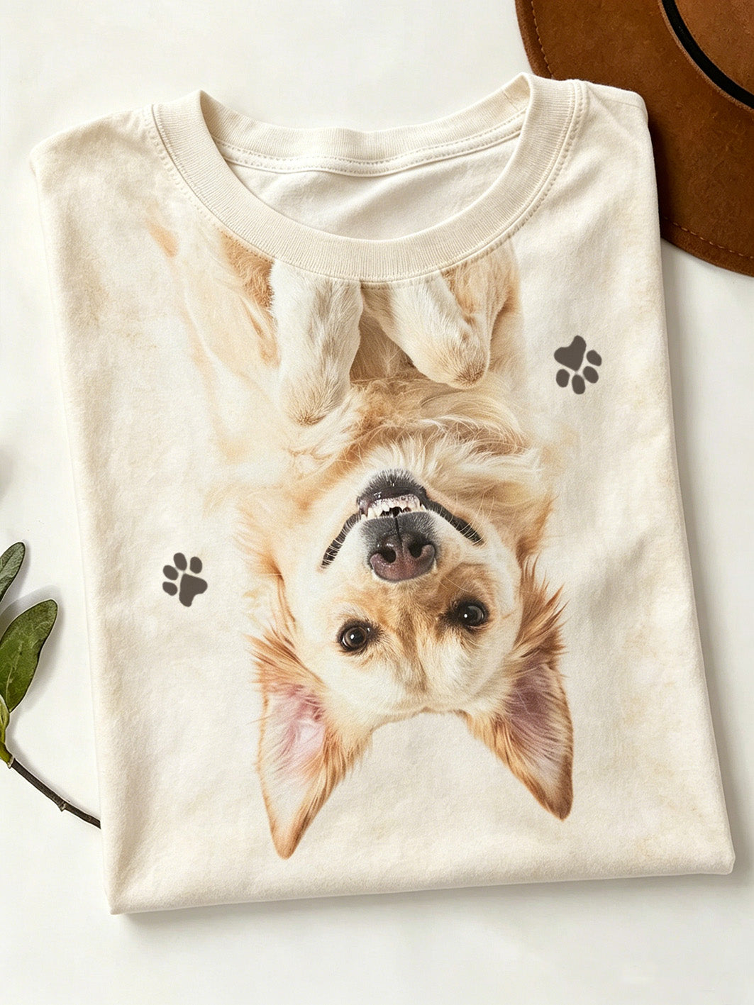 Women's cute dog pattern printed short-sleeved T-shirt