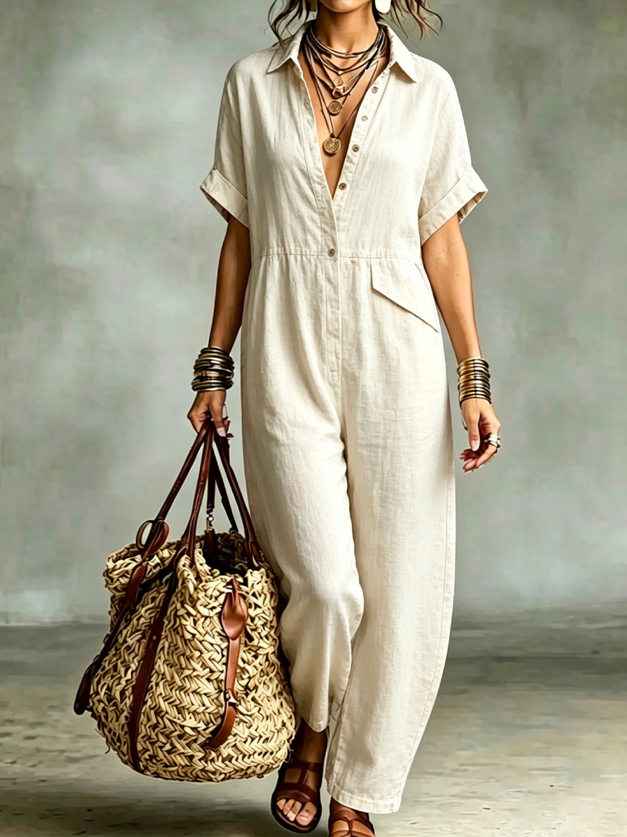 Women's solid-color casual jumpsuit